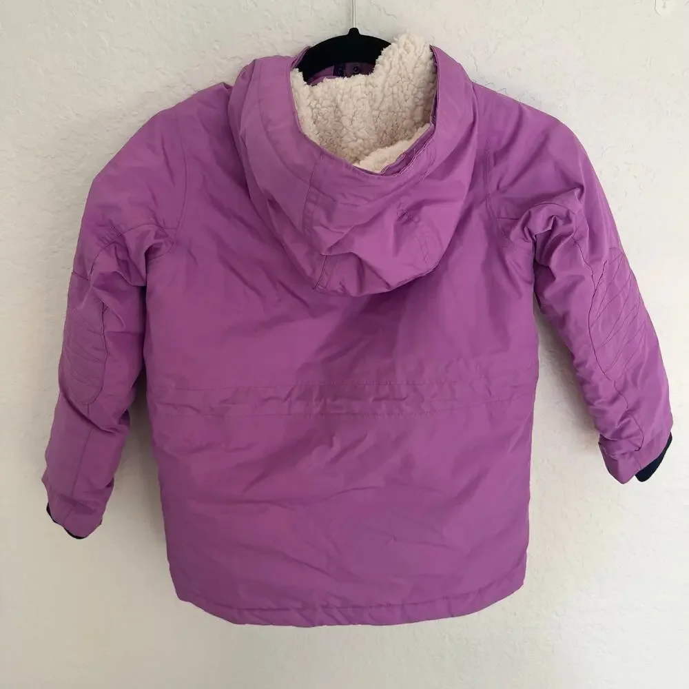 Lands' End Kids Purple Faux Fur Trim Expedition Winter Parka Jacket Size 4T